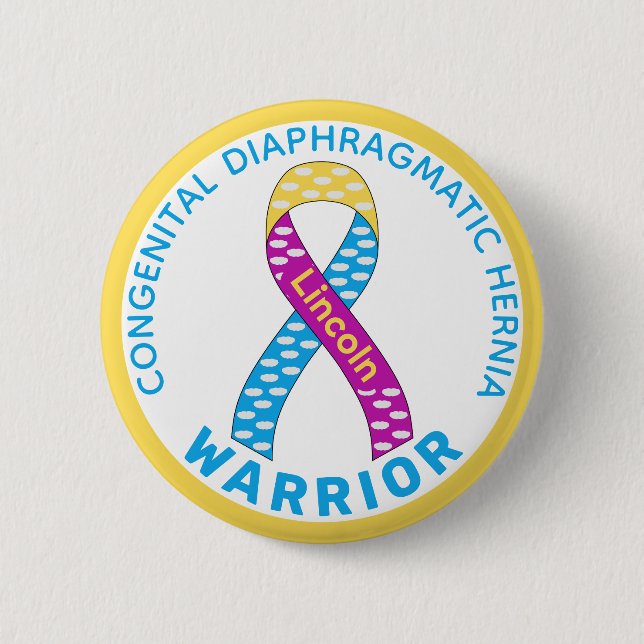 Congenital Diaphragmatic Hernia Warrior White  Button (Front)