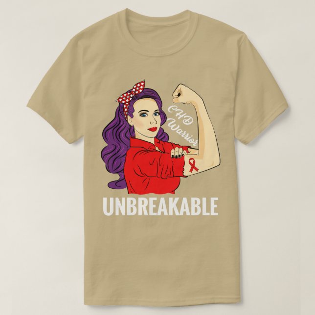 Congenital Heart Defect Awareness CHD Red Ribbon T-Shirt (Design Front)