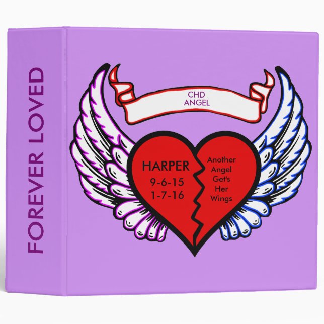 Congenital Heart Defect Awareness Remembrance 3 Ring Binder (Front/Spine)