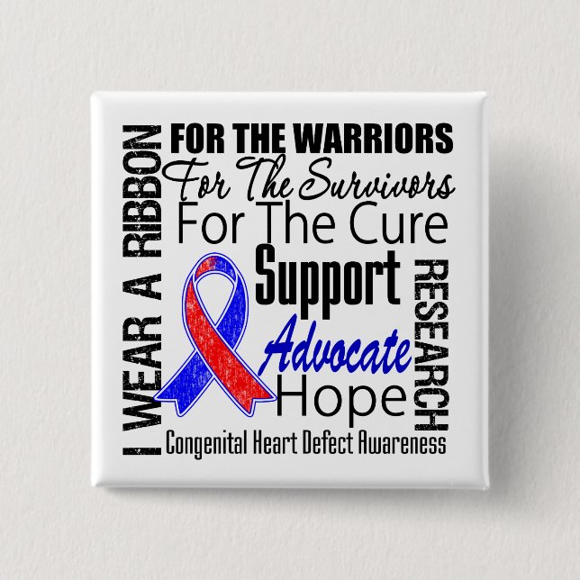 Congenital Heart Defect CHD I Wear a Ribbon Pinback Button (Front)