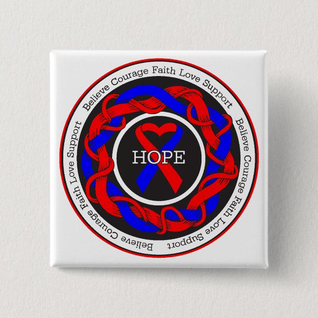 Congenital Heart Defects Hope Intertwined Ribbon Pinback Button (Front)