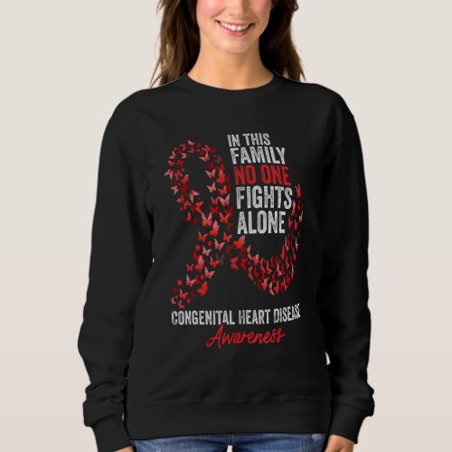 Congenital Heart Disease Awareness Month Red Ribbo Sweatshirt