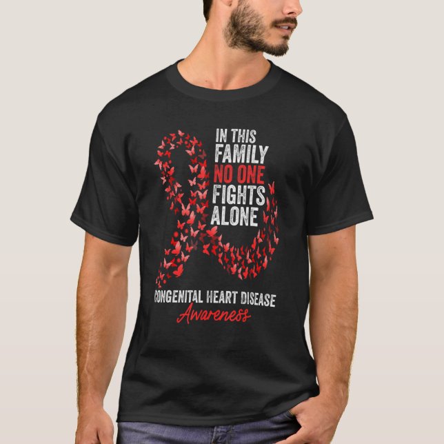 Congenital Heart Disease Awareness Month Red Ribbo T-Shirt (Front)