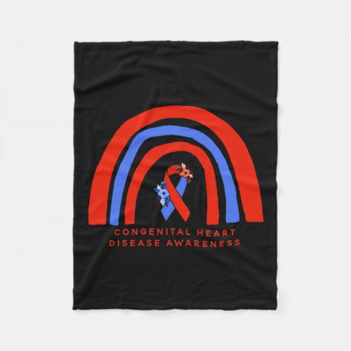 Congenital Heart Disease Awareness Red Blue Ribbon Fleece Blanket