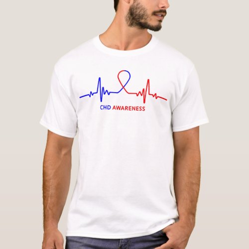 Congenital Heart Disease CHD Awareness Heartbeat T_Shirt