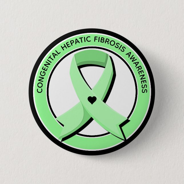 Congenital Hepatic Fibrosis Awareness Heart Button (Front)