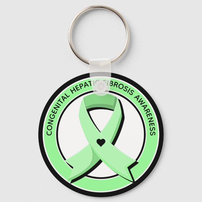 Congenital Hepatic Fibrosis Awareness Heart Keychain (Front)