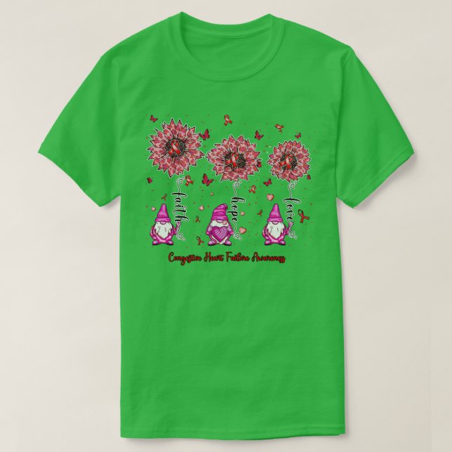 Congestive Heart Failure Awareness gnome faith hop T-Shirt (Design Front)