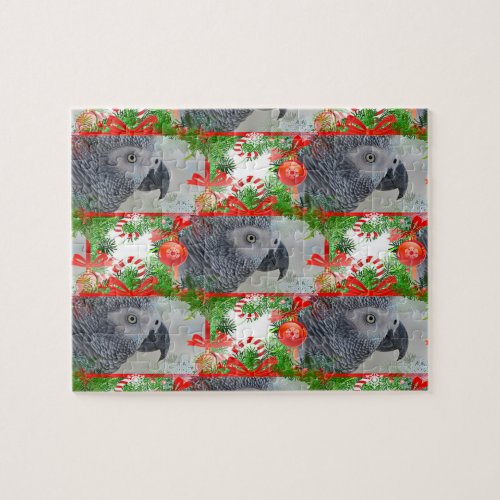 Congo African Gray Parrot Christmas Jigsaw Puzzle