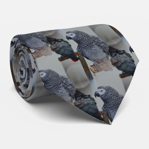 Congo African Gray Parrot in Mirror Neck Tie