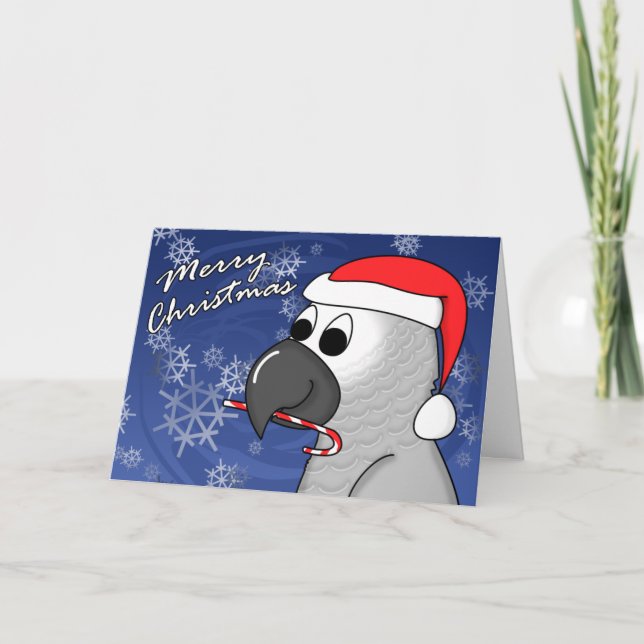 Congo African Grey Christmas Card (Front)