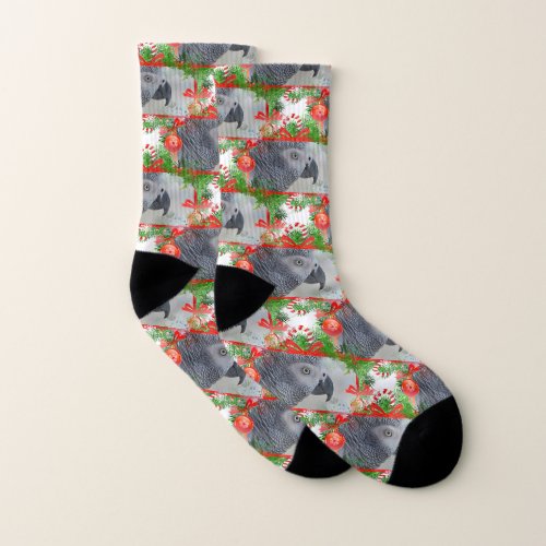 Congo African Grey Parrot Christmas Socks