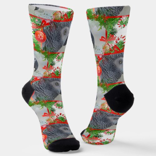 Congo African Grey Parrot Christmas  Socks