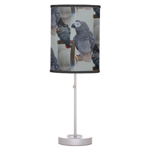 Congo African Grey Parrot in Mirror Table Lamp