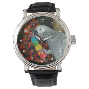 Congo African Grey Parrot Merry Christmas Tree Watch