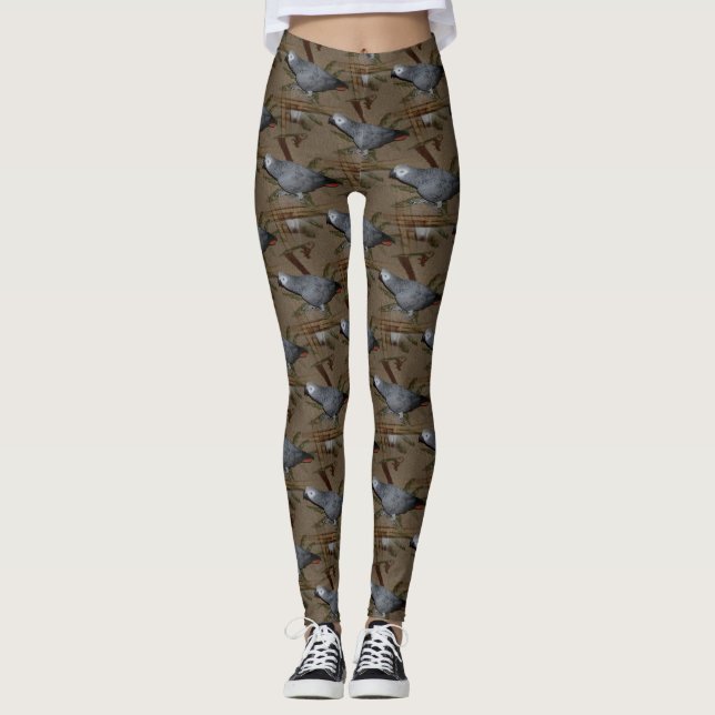 Congo African Grey Parrot on Floor Leggings (Front)