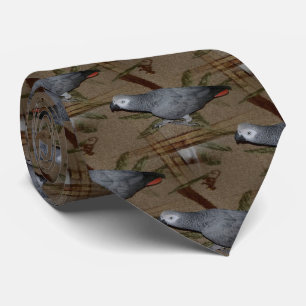 Congo African Grey Parrot on Floor Neck Tie