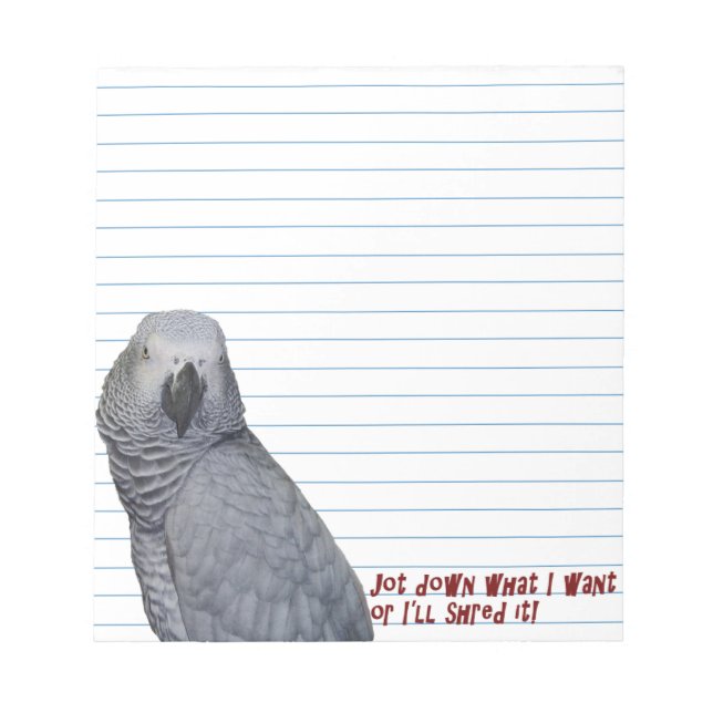 Congo African Grey Small Notepad (Front)