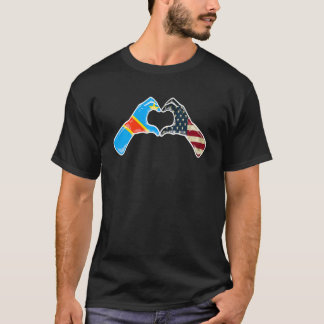 Congo American USA Flag USA Congolese Heart 2 T-Shirt