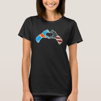 Congo American USA Flag USA Congolese Heart 2 T-Shirt
