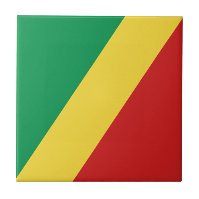 Congo-Brazzaville Flag Ceramic Tile (Front)