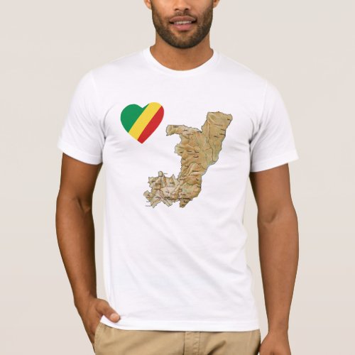 Congo_Brazzaville Flag Heart and Map T_Shirt