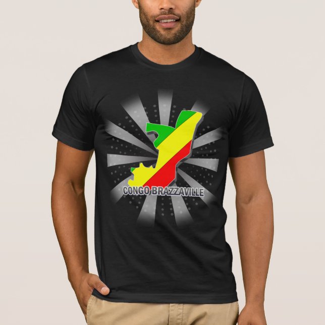 Congo Brazzaville Flag Map 2.0 T-Shirt (Front)