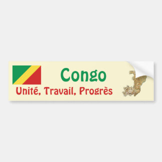 Congo-Brazzaville Flag + Map Bumper Sticker