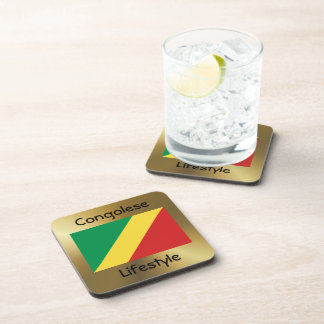 Congo-Brazzaville Flag+Text Coaster