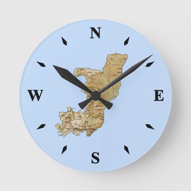 Congo-Brazzaville Map Clock (Front)