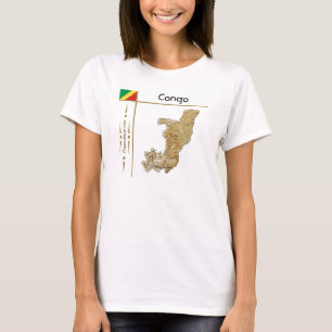 Congo-Brazzaville Map + Flag + Title T-Shirt