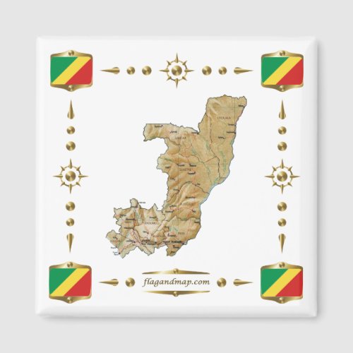 Congo_Brazzaville Map  Flags Magnet