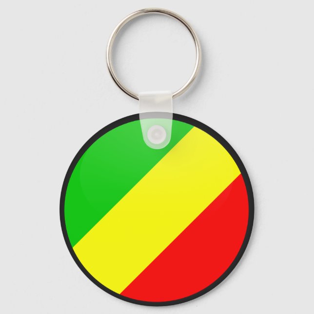 Congo Brazzaville quality Flag Circle Keychain (Front)