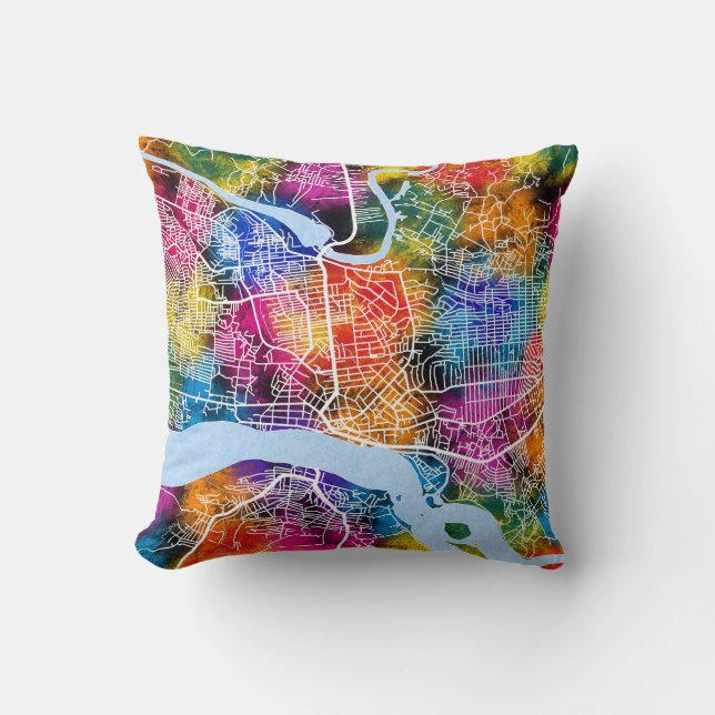  Congo City Map Throw Pillow (Front)