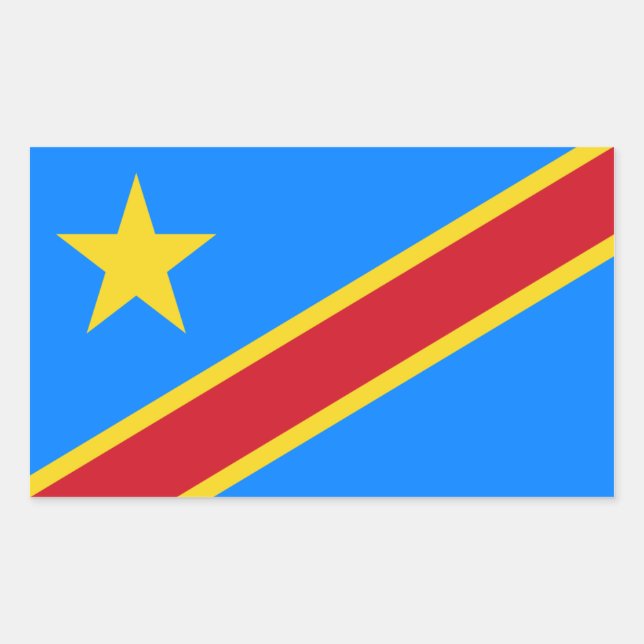 Congo/Congolese Kinshasa Flag. Democratic Republic Rectangular Sticker (Front)