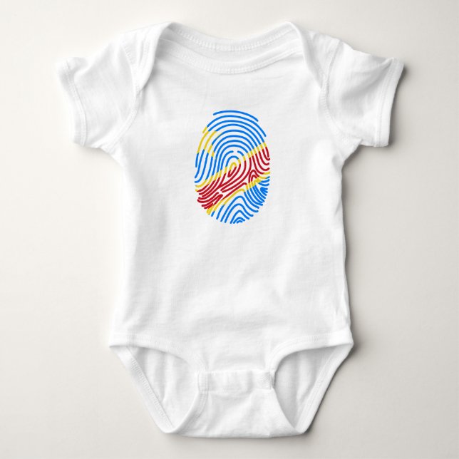 Congo Democratic Republic Flag Fingerprint Baby Bodysuit (Front)
