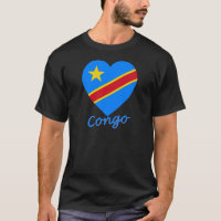 Congo Democratic Republic Flag Heart T-Shirt