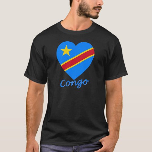 Congo Democratic Republic Flag Heart T_Shirt