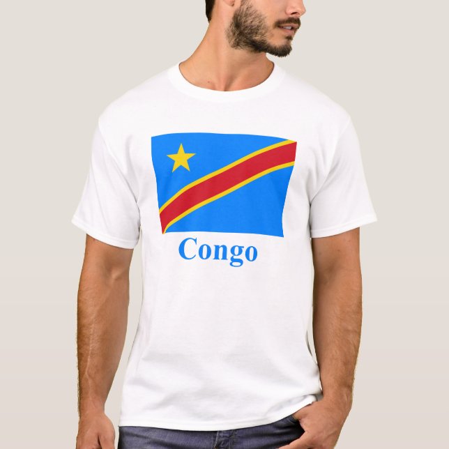 Congo Democratic Republic Flag with Name T-Shirt (Front)