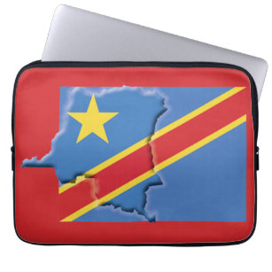 CONGO DRC Flag Map Patriotic Computer RED Laptop Sleeve
