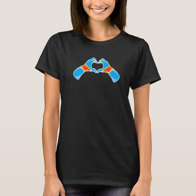 Congo Flag Congolese Heart  2 T-Shirt (Front)