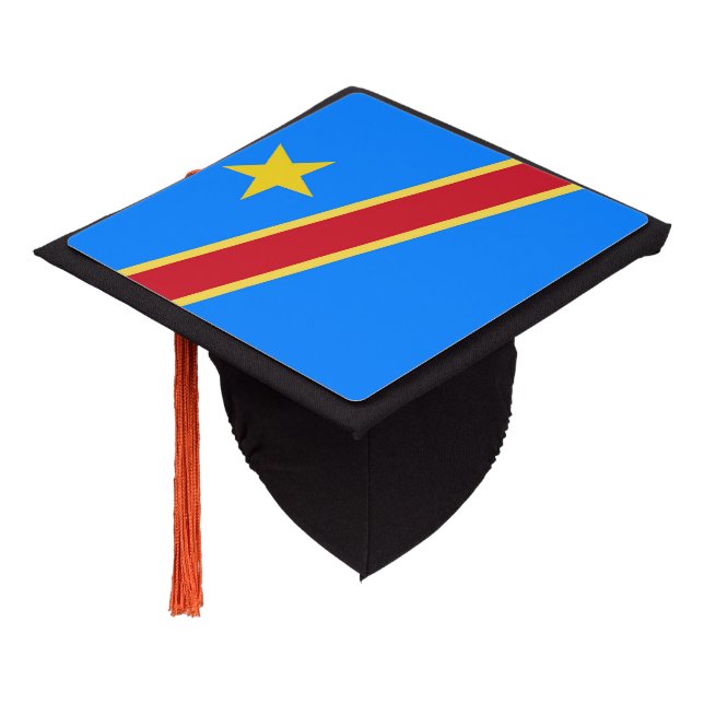 Congo flag graduation cap topper (Angled)
