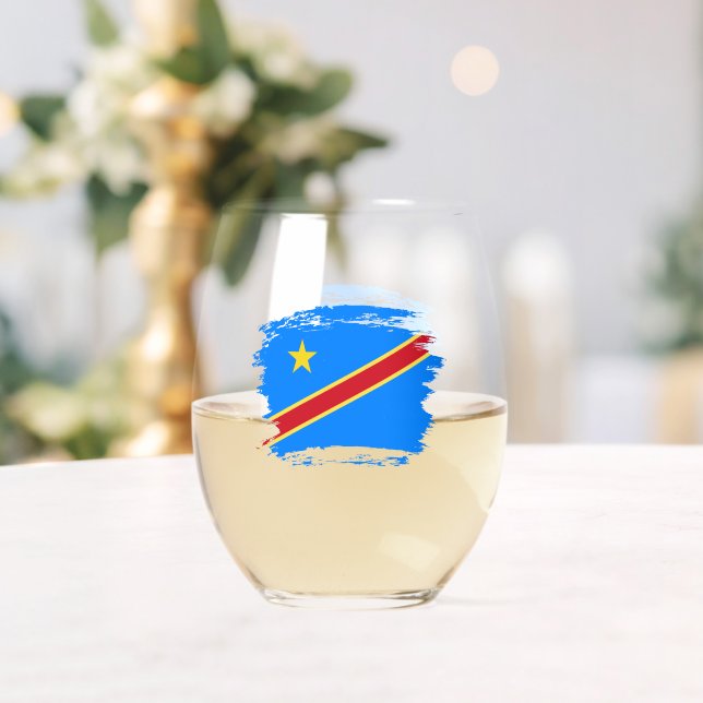 Congo flag stemless wine glass (Insitu (Wedding))