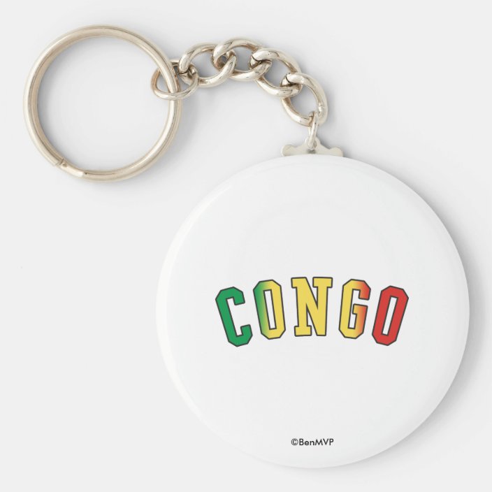 Congo in National Flag Colors Key Chain