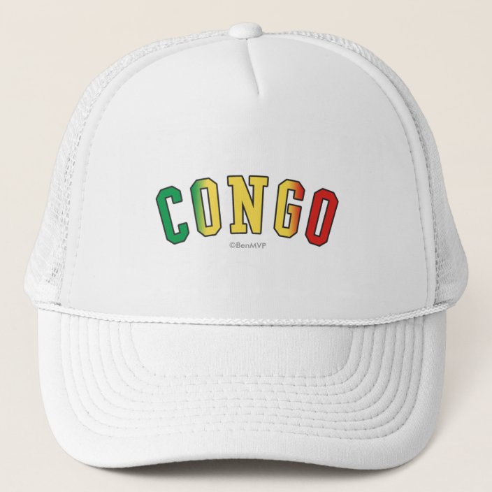 Congo in National Flag Colors Mesh Hat