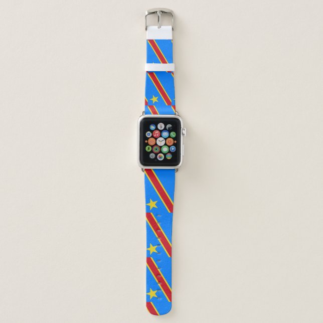 Congo-Kinshasa Flag Apple Watch Band (Front)