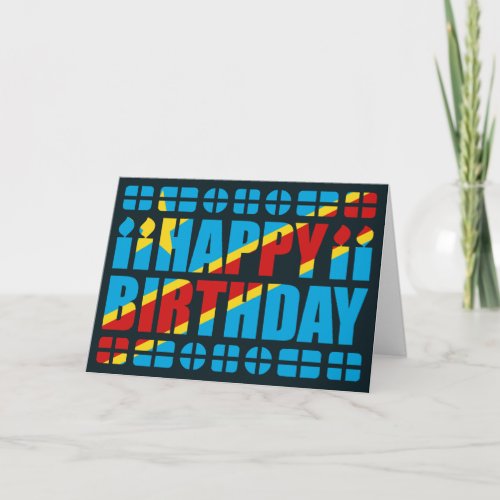 Congo_Kinshasa Flag Birthday Card