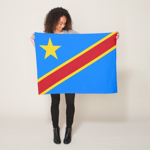 Congo Kinshasa Flag Fleece Blanket