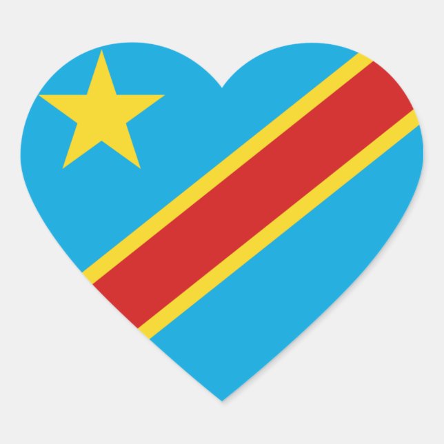 Congo-Kinshasa Flag Heart Sticker (Front)