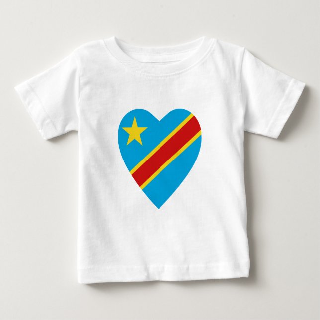 Congo-Kinshasa Flag Heart T-Shirt (Front)